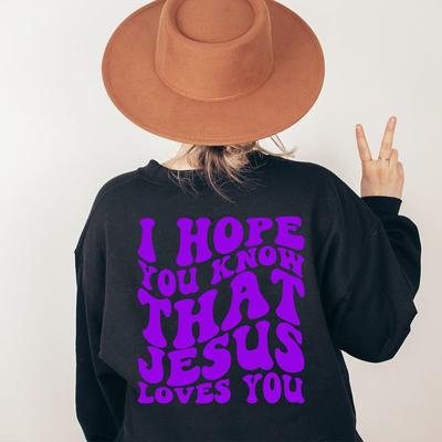 Espero Que Sepas Que Jesús Te Ama Estampado Trasero Sudaderas para Mujer Manga Larga Sudaderas con Capucha Gráficas Ropa de Algodón Holgada Top
