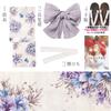 Dita Yukata Set with Obi in and featuring a Watercolor Floral Easy Dressing Bubble Flower Free Women's 5-Piece (Heko Obi) Blue, White, Purple, Print.