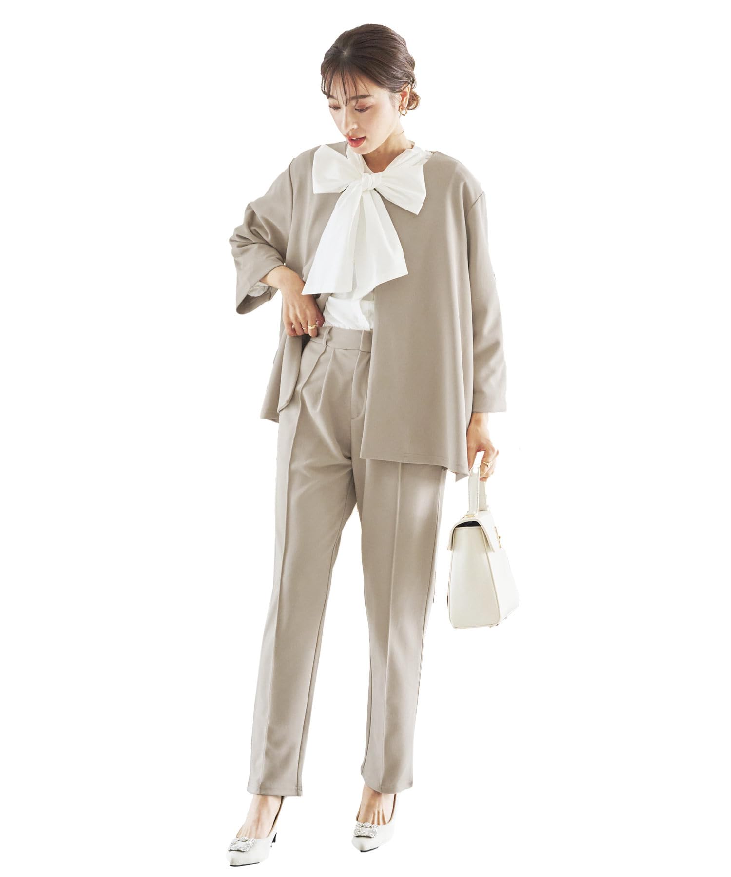 

Suit Mom School Entrance Graduation M Pants Beige [Kobe Lettuce] [Ceremony] Women s Set, Suit, Events, Ceremony, Ceremony, Shichi-Go-San [E3333]
