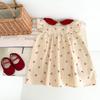 Summer Baby Girl Cherry Print Dress Sweet Peter Pan Collar Flutter Sleeve Princess Party Dress Cute Casual Sundress For Toddler