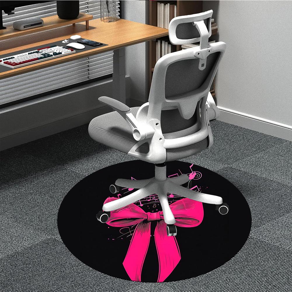 

1pc Music Bow Office Round Area Rug, Indoor Mat Suitable ForOffice, Under Office Chairs Bedroom Living Room Home Decor, Room Deco T133 80cm by 80cm