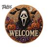 Faux Pearl Door Sign Kit Halloween Kit, Ghost Skull Skeleton Cat Welcome Wall Hanging Decor Crafts Handmade Painting Arts for Decoration