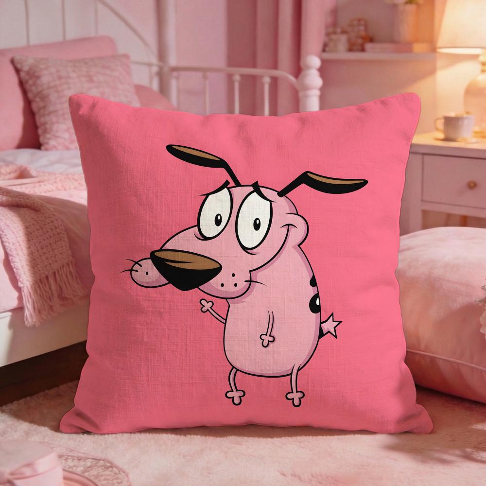 CCourage The Cowardlys DDogs Cushion Cover Premium Comfort Reversible Pillow CoveTwo In One Design For Any Room  Car Interior