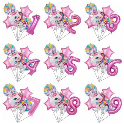 6 Pieces Rainbow Unicorn Themed Aluminum Foil Balloon Baby Shower Boy Girl Birthday Party Holiday Party