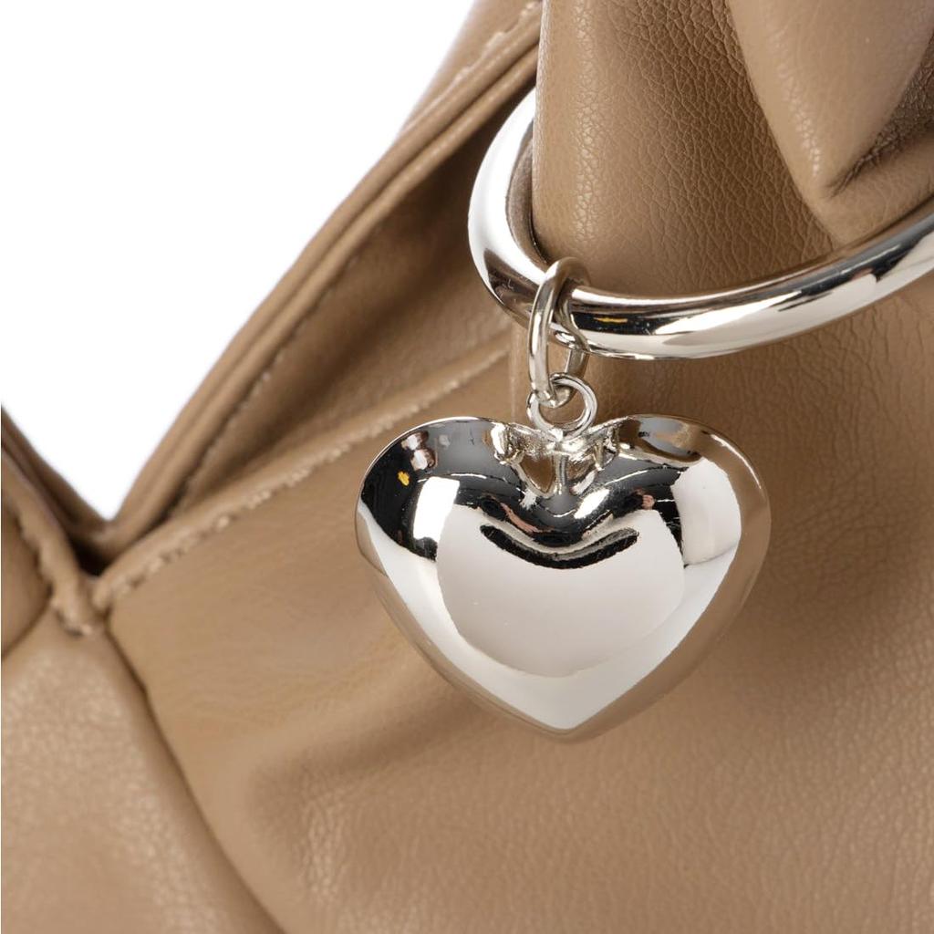 Frilled handle tote bag with heart charm