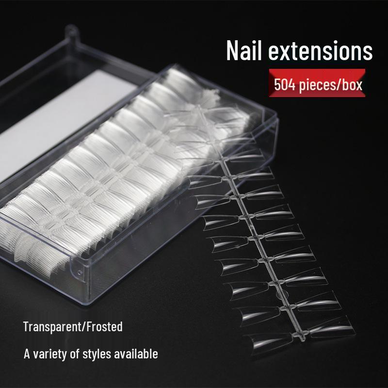 Crescent Curve Ultra Thin Shallow Half Cover Nail Tips - Transparent Frosted Milky White Extension for Salon Nail Art.