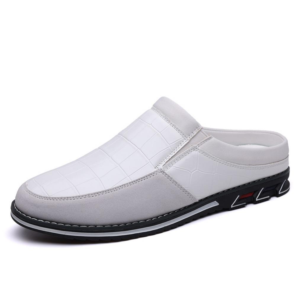

Mens Slip On Loafers Backless Casual Slippers Large Size Closed Toe 50 белый