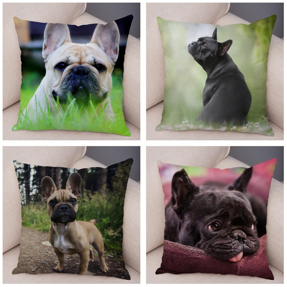 Cute Pet Mini French Bulldog Pillowcase Home Sofa Car Decoration Animal Dog Cushion Cover Printed