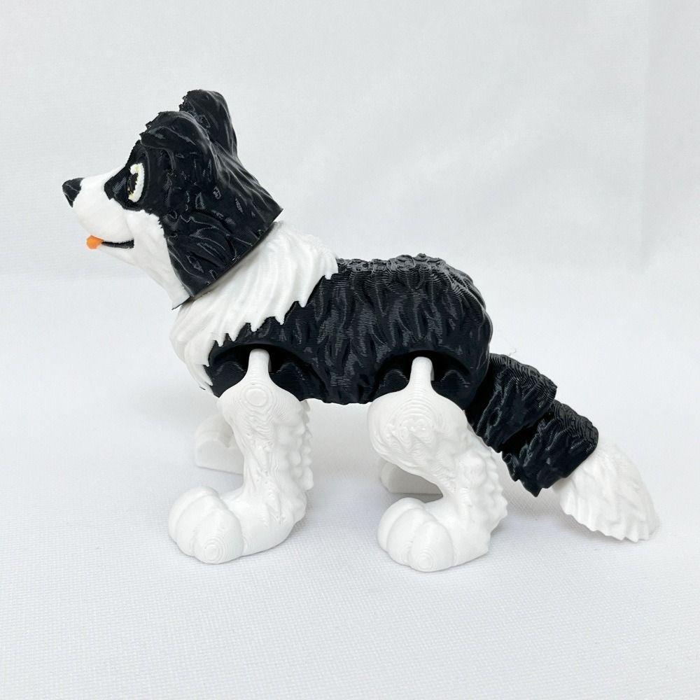 Movable 3D Printing Dog Toy Multi-Jointed Simulated Border Collie Figurine  Parent-children