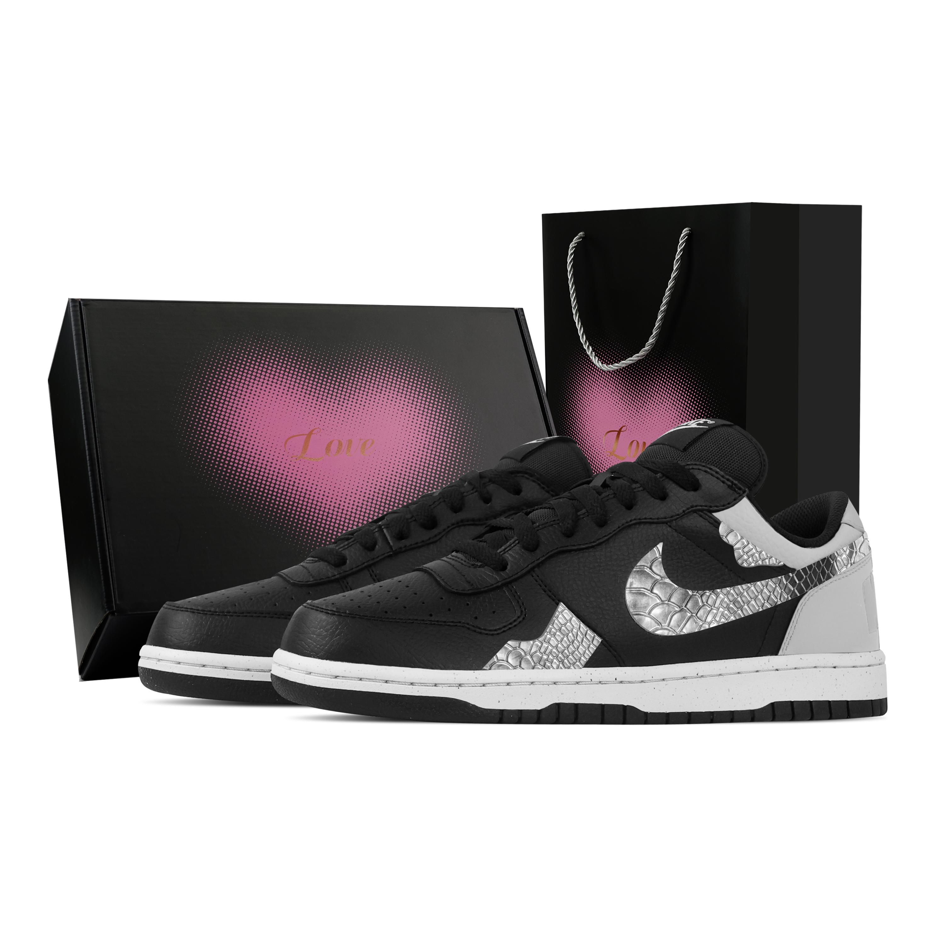 Nike Big Gray Domain Awake, Heart Box Abrasion Resistant Breathable Low top Skateboard Shoes Men s Black Gray 355152-016(Team773--) 39