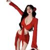 New Seaside Vacation Pure Desire Sexy Split Skirt Three-piece Swimsuit Small Chest Long Sleeve Internet Celebrity Bikini