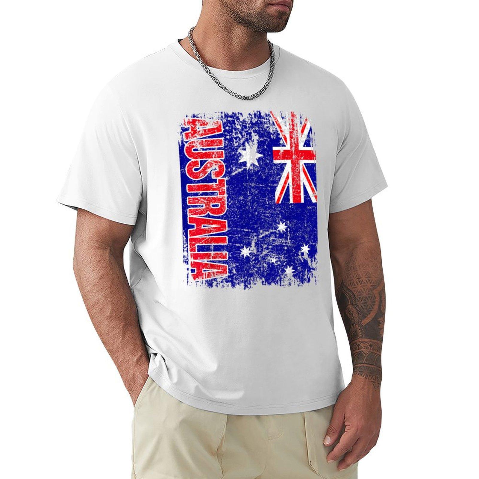 Australia Flag Vintage Distressed Australia TShirt man t shirt affliction shirts sports fans mens t shirts top quality S