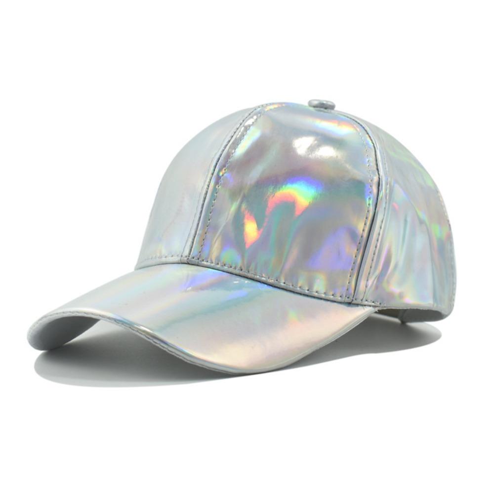 

Adjustable Snapback Faux Leather Baseball Cap Sparkly Party Hat Party Occasions серебряный