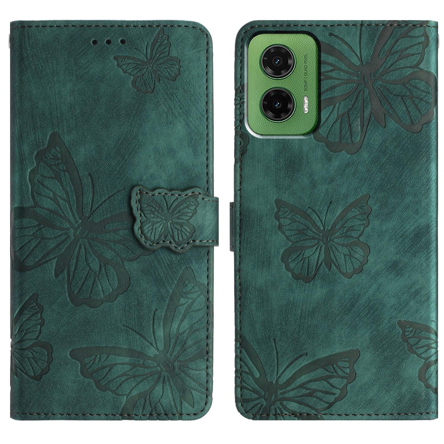 

Для Motorola Moto G35 5G Чехол Дизайн Бабочки Флип-кошелек Кожаный Чехол для Телефона Тактильный Green