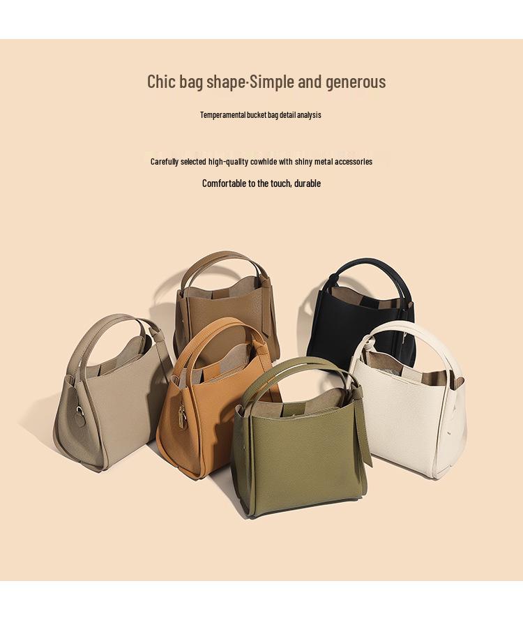 Borsa a secchiello da donna 2025 in vera pelle di alta gamma - Stile a spalla e crossbody