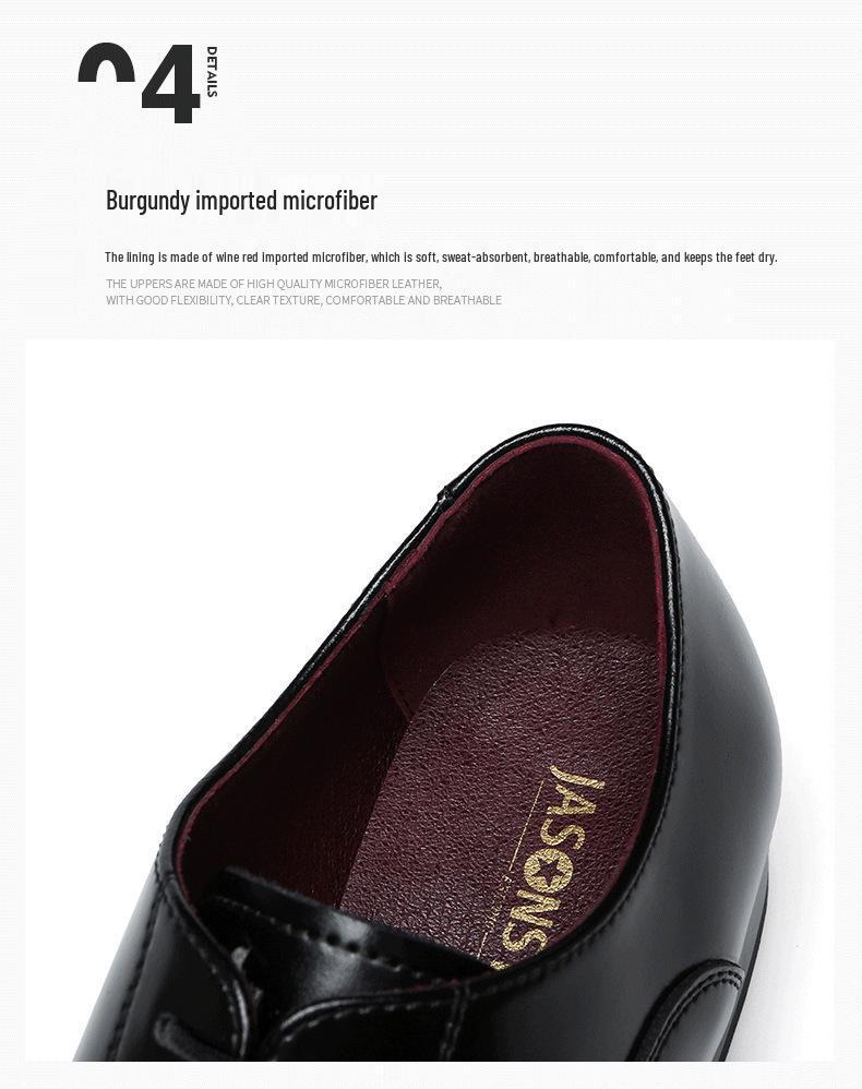 Men's Plus Size Genuine Leather Formal Wedding Shoes - Three-Piece Square Toe Design.