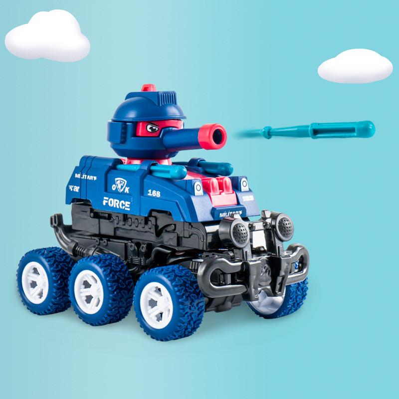 Inertia Impact Transforming Tank Toy For Kids With Shooting Function And Deformation