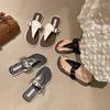 Korean retro simple triangular toe cool slippers women's summer wear 2025 new flat flip-flops beach shoes
