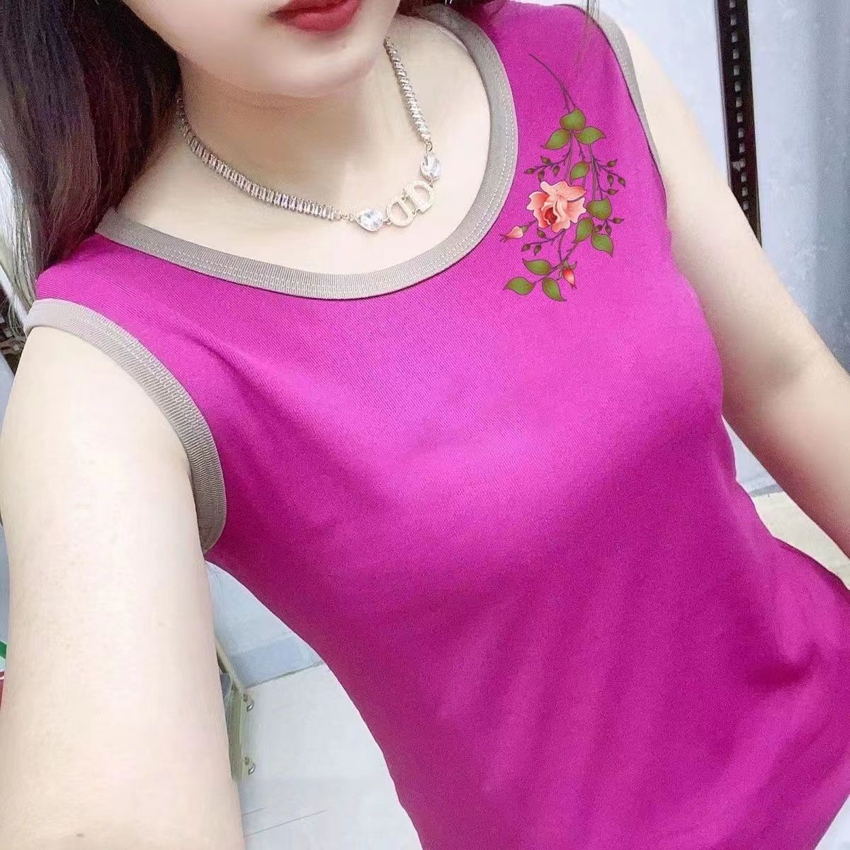 

High Quality Red Cotton Vest Women Slim Fit Sleeveless Stretch Basic Top 4XL