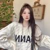Sweet cool crew neck twist sweater women's autumn and winter  new niche chic letter loose short