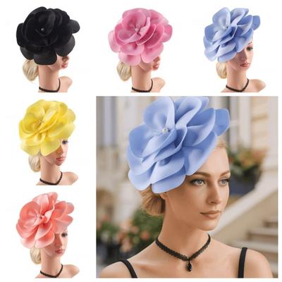 Fashion Headpiece 3D Flower Fascinators Hat Large Flower Formal Rose Fascinators Tea Party Hats Tea Parties