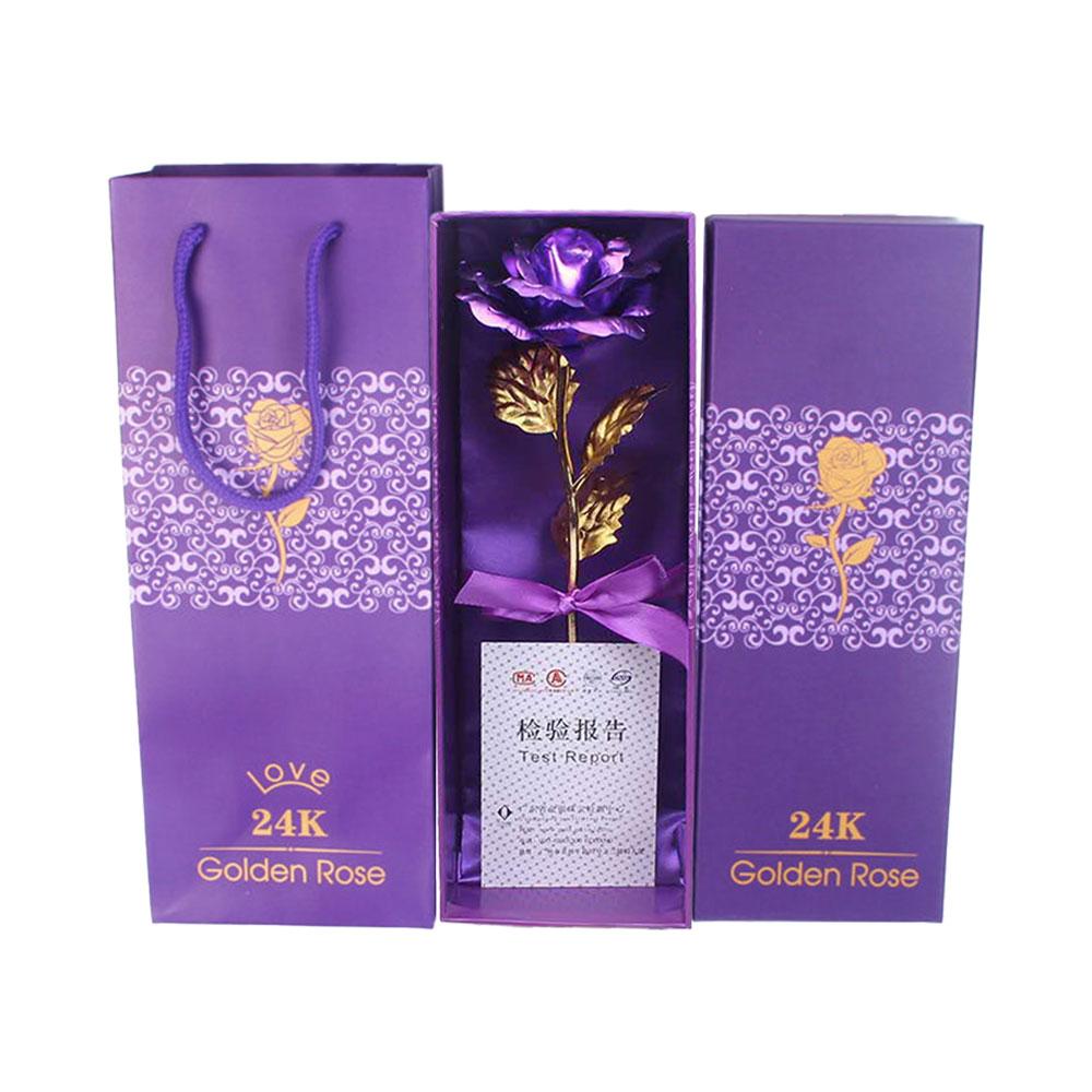 Creative Artificial 24K Gold Rose Flowers with Gift Box for Mothers Day Valentines Day Birthday Anniversary Thanksgiving Present