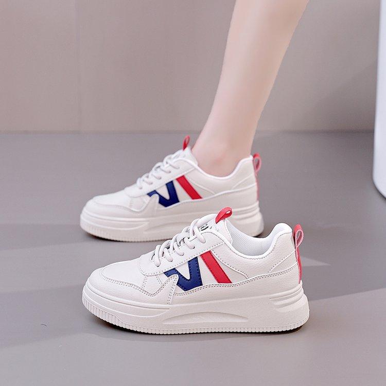 Little white shoes women's autumn new retro color matching casual board shoes muffin platform student running shoes