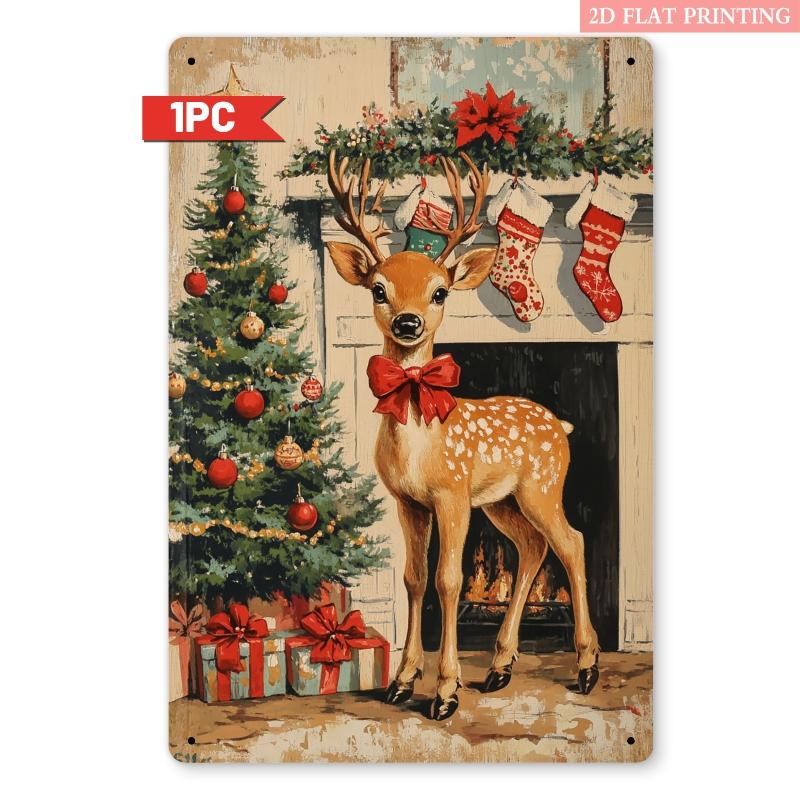 Pcs Vintage Christmas  Metal Tin Signs Retro Iron Wall Art Plaques with Festive Quotes Rustic Decor for Living Room