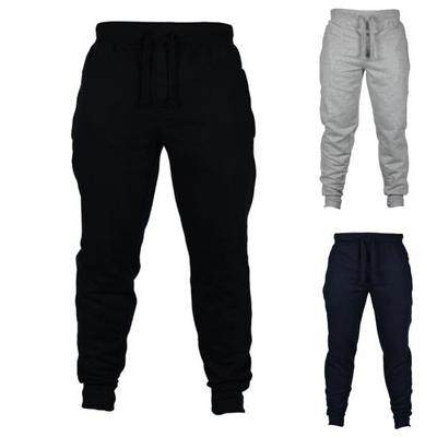 Men Jogger Solid Color Drawstring Plush Thick Warm Pants Sweatpants Trousers