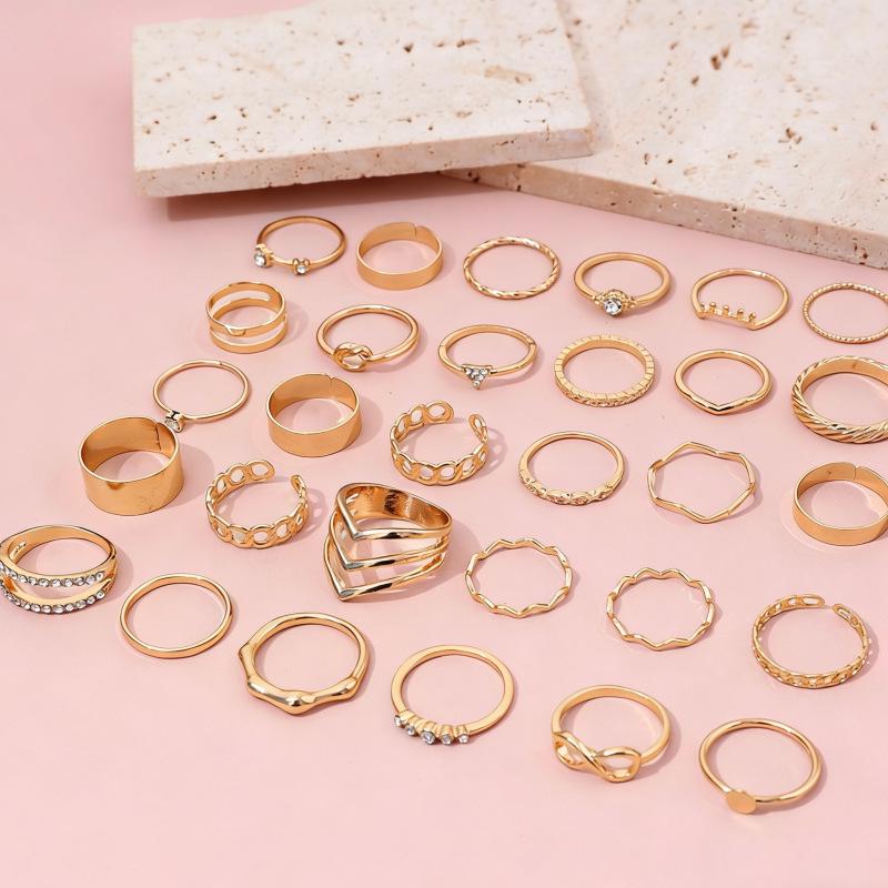 Elegant Geometric Rhinestone Stackable Ring - High-End Hand Jewelry