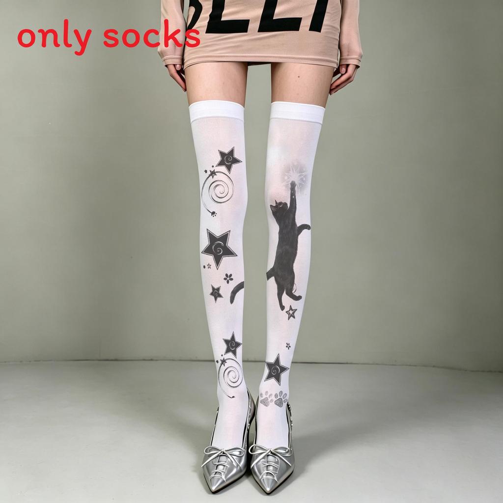 Kawaii Katzenmotiv Lange Socken Aus Nylonmaterial Für Teenager Und Junge Frauen