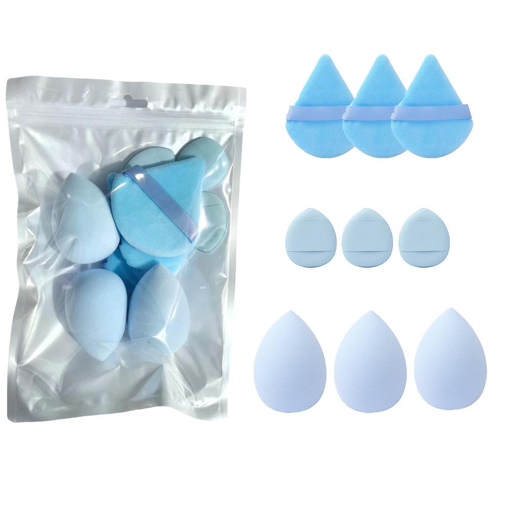 9-Piece Non-Absorbing Puff Makeup Sponge Set for Wet & Dry Use