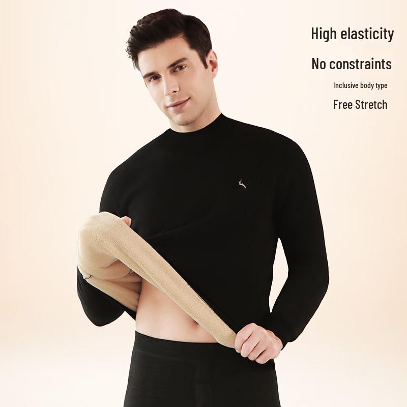 Tiencan Men's Thick Sherpa-Lined Turtleneck Thermal Top