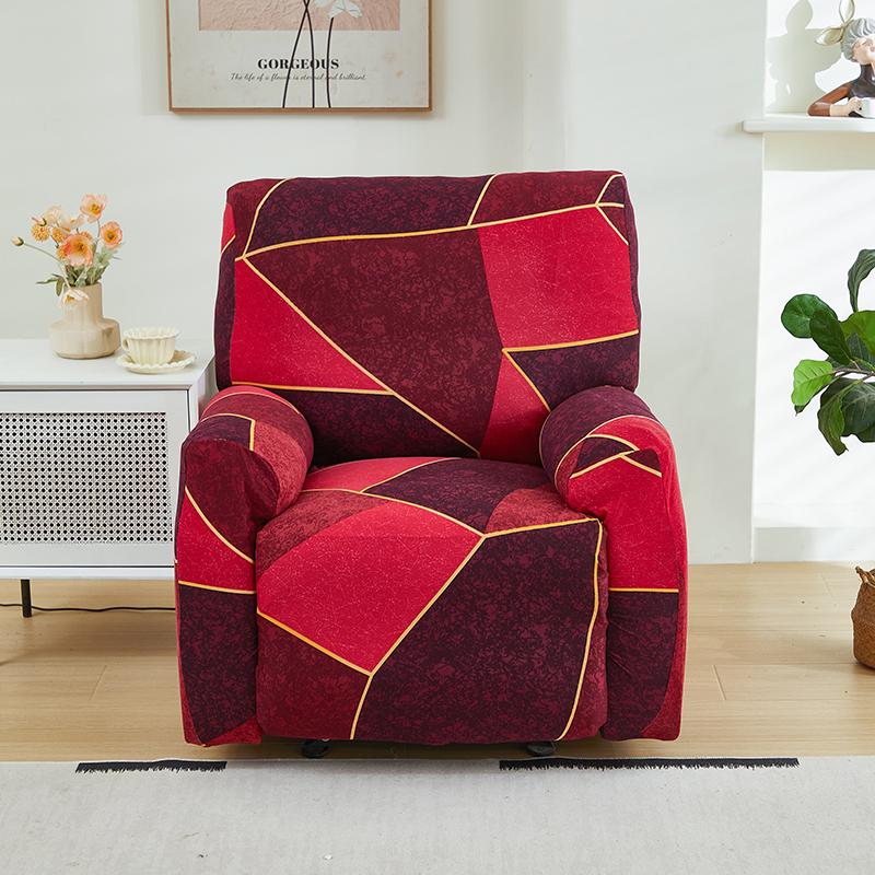 4Pc Printed Stretch Recliner Chair Cover Armchair Slipcovers All-Inclusive Recliner Sofa Cover For Living Room Office Home Decor