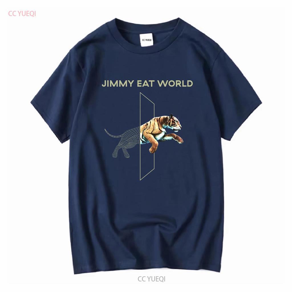 Jimmy Eat World Jumping Tiger Olive Green T Shirt Size Medium vintage Washed designer clothes Stretched Versatile fashion