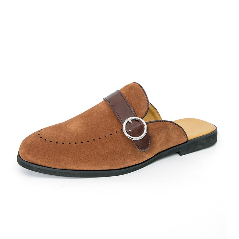 Men s Summer Slip-On Half Slippers: Backless Casual Loafers in Large Sizes 43 коричневый