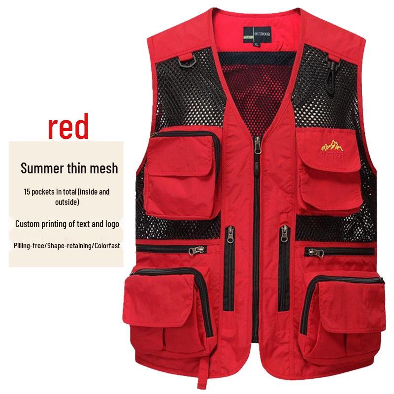 Men's 7XL Quick-Dry Mesh Vest With Multi-Pockets - Breathable Summer Wear