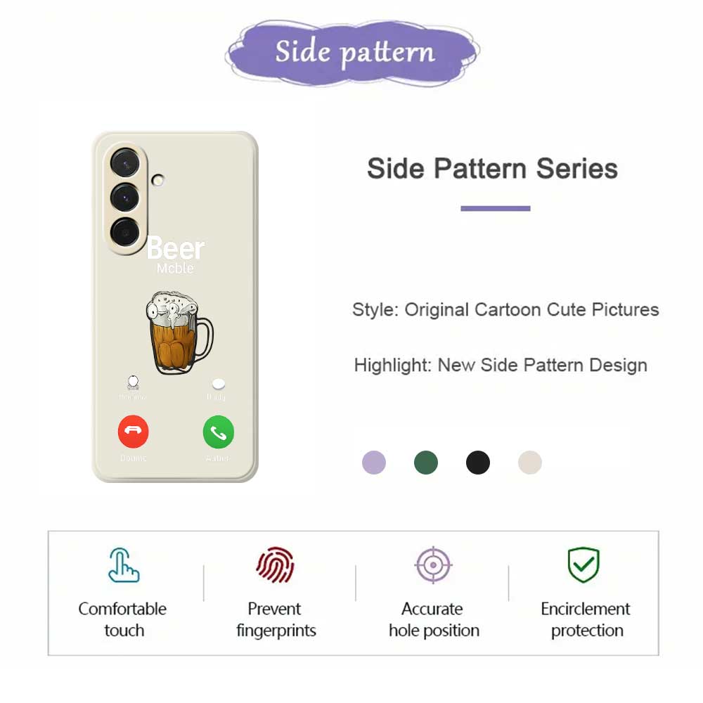 For Samsung Galaxy A36 5G Case Beer Pattern Printing Straight Edge TPU Phone Back Cover