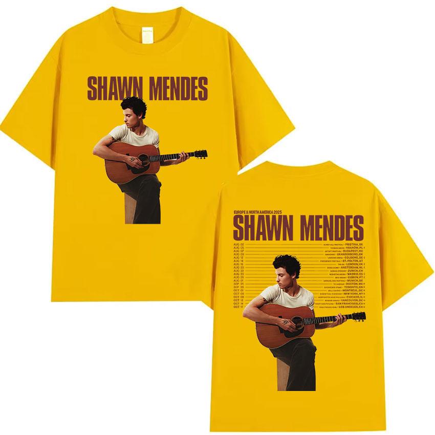 Zpěvák Shawn Mendes Turné 2025 Grafické tričko k albu Pánská móda Vysoce kvalitní bavlněná trička Hip Hop Gotické Tričko s krátkým rukávem