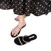 Flat-bottomed Rhinestone Fashion Sandals 2025 Summer French Sweet Yellow Open-toed Vacation Beach Cool Slippers Women's Shoes