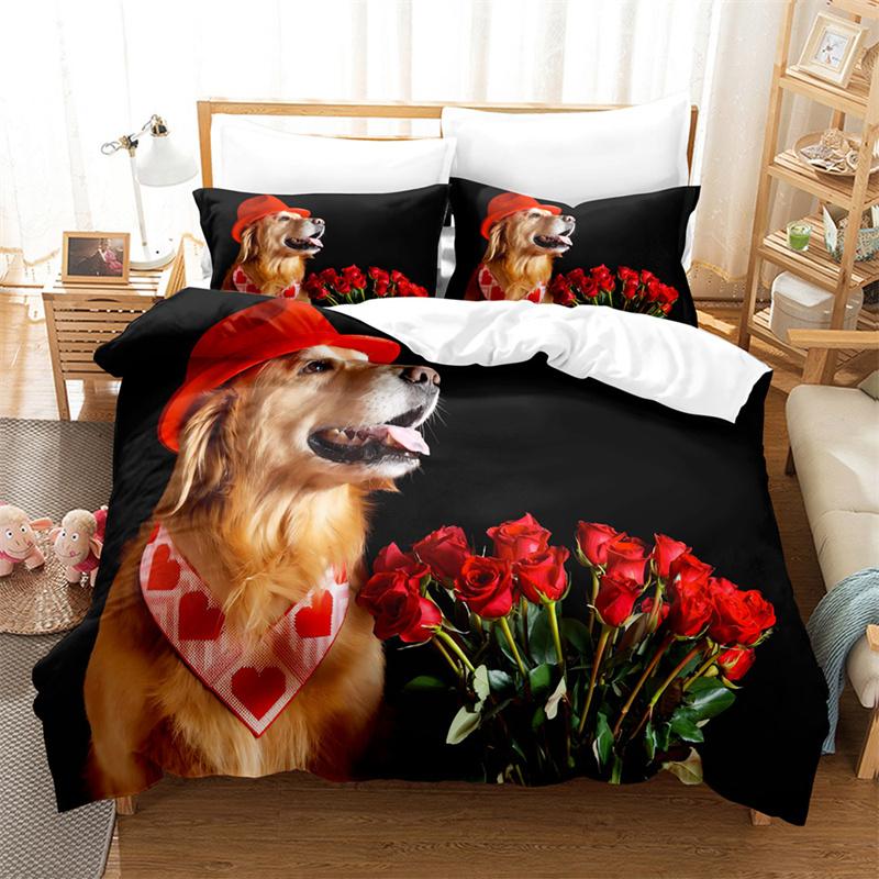 Uroczy Kot, Pies Pościel Kwiatowe Zwierzę Młodzieżowa Poszewka na Kołdrę Puchową Damska Poszewka na Kołdrę Puchową Sypialnia Wspaniała Pościel Zestaw Poszewek na Kołdrę King/Queen