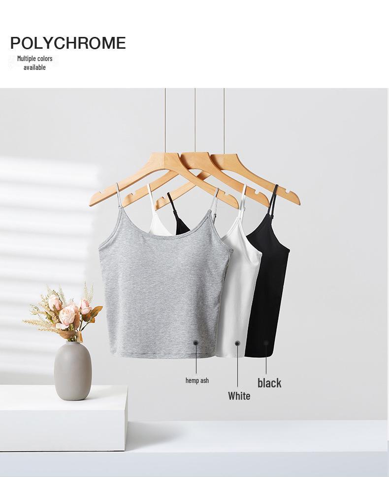Women's Spring Camisole Vest with Beautiful Back Design, Integrated Bra, and Chest Pads - 2025 Style Slim Top