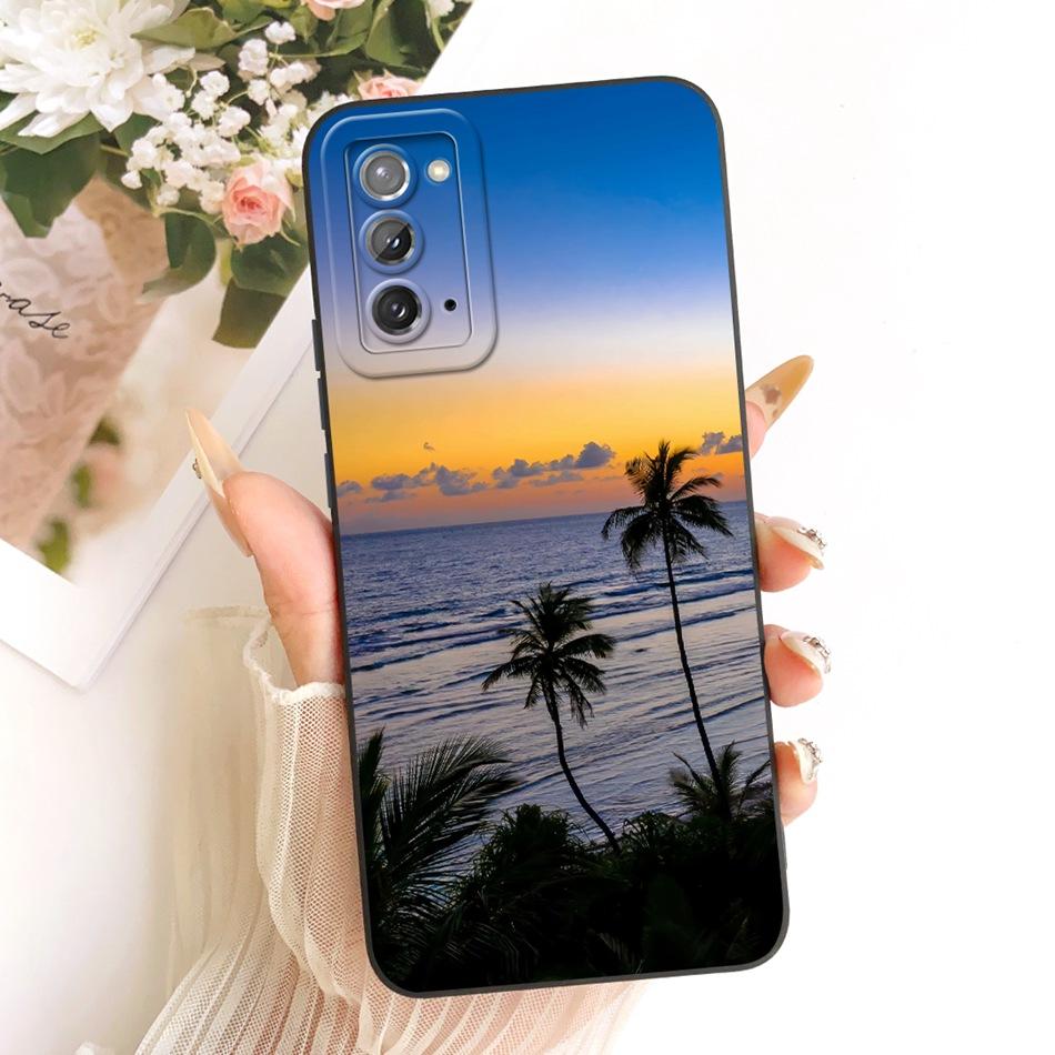 Pour Samsung Galaxy S20 S20+ S20FE Étui de téléphone Peinture Plage Crépuscule Mode Pour Samsung S 20 S20 FE 5G 4G Pare-chocs Souples en Silicone