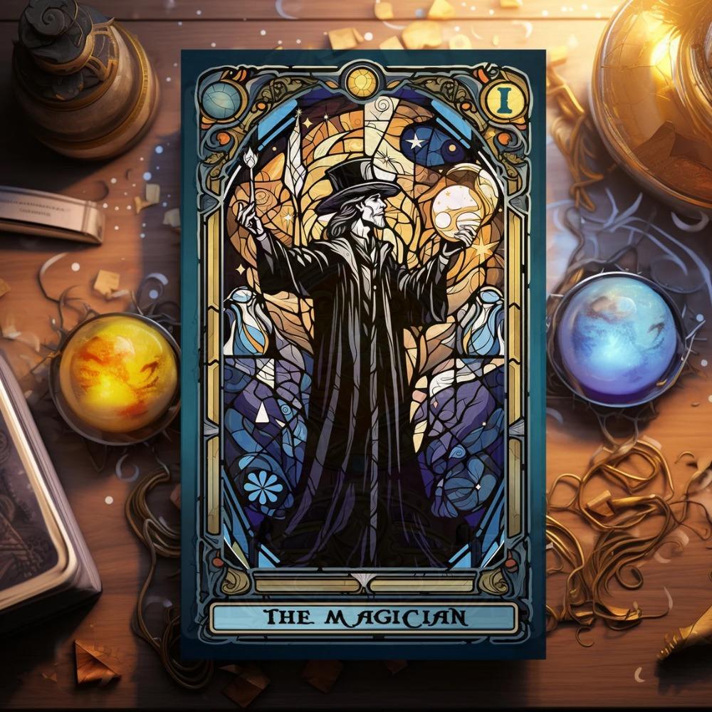 10.3*6cm Complete Tarot Carding Stained Glass Set Inspired Rider Waite Smith Tarot Card Deck 78 Pcs Cards