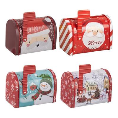 Christmas Tin Mailboxes for Sweets and Snacks Metal Candy Storage Container Tinplate Decorative Holiday Treat Gift Box