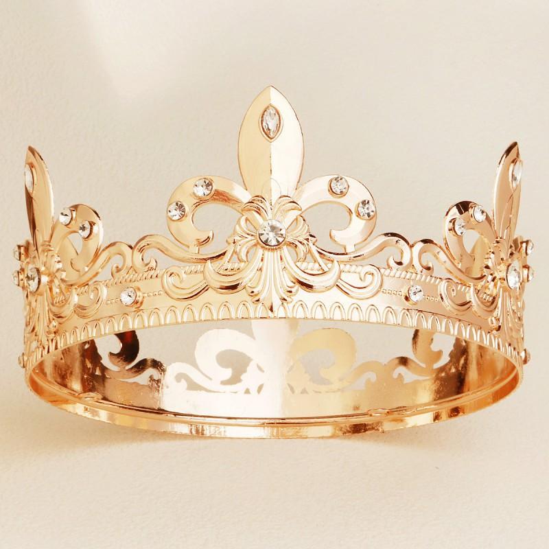 

Retro Court Style Embossed Pattern Crown Performance Catwalk Headwear Halloween Universal Baroque Round
