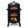 Grătar de grădină rotund Multi 3-în-1 cu afumătoare de 40 cm, Capac, Termometru, Afumătoare de grădină