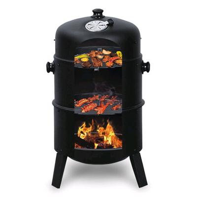 Zahradní gril Multi 3 v 1 kulatý s udírnou 40 cm, krytem, teploměrem, zahradní udírnou