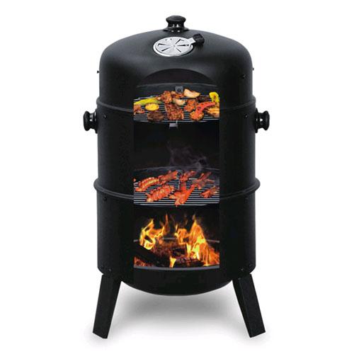 Multi 3-in-1 Runder Garten Grill mit 40 cm Smoker, Abdeckung, Thermometer, Garten Smoker