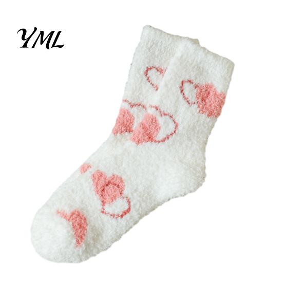 Thickened Fluffy Winter House Socks Coral Fleece for Women, Soft Thermal Crew with Non-Binding Comfortable Daily Wear Top, Fuzzy Sleep Cute